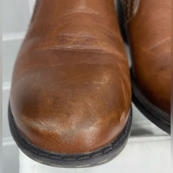 BOC Born Concept Brown Leather Slip on Boots Ankle Booties Womens Size 6 Shoes - Picture 12 of 15